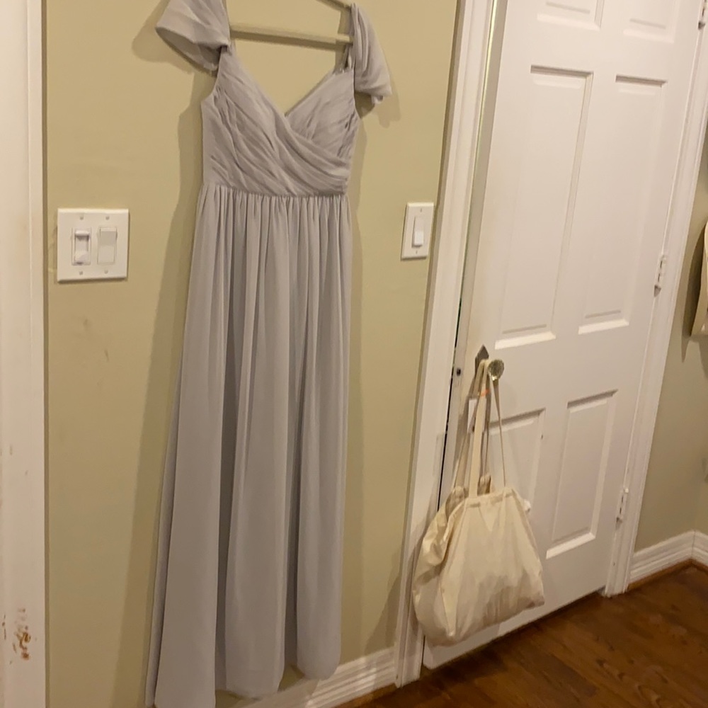 Gray chiffon full length dress